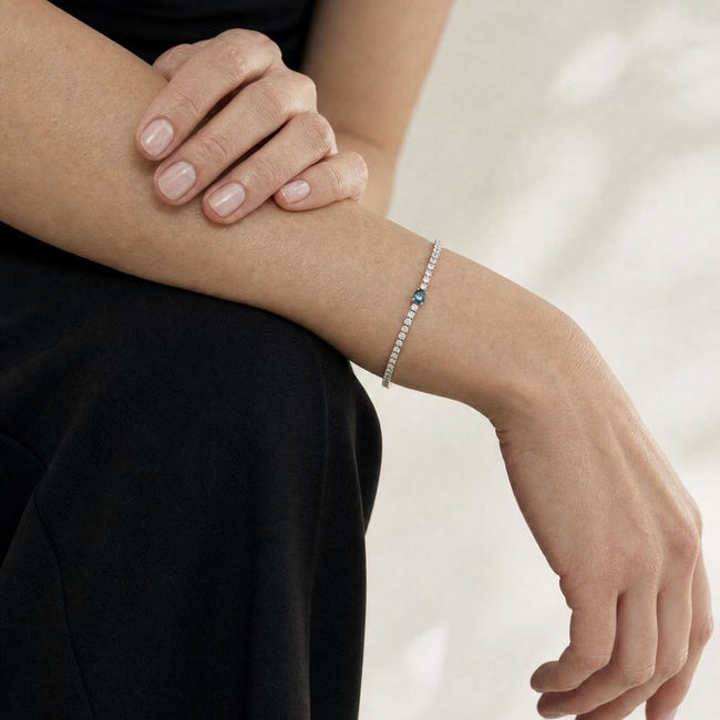 Sterling Silver Birthstone Tennis Bracelet (1 Stone)