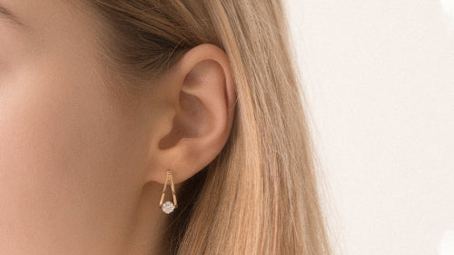 1920's Split Hoop Diamond Earrings - 18K Gold | VS Clarity