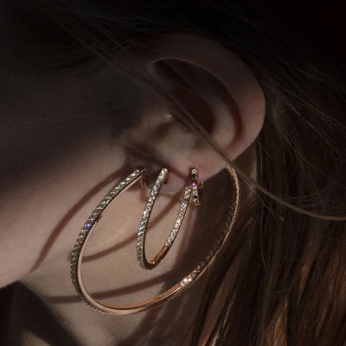 2 Carat Diamond Hoop Earrings - 18K Gold | VS Clarity