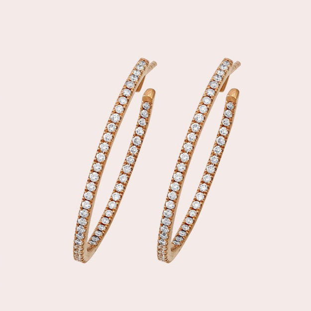 The Large Diamond Hoop Earrings VS quality 14K 18K gold black rose white yellow