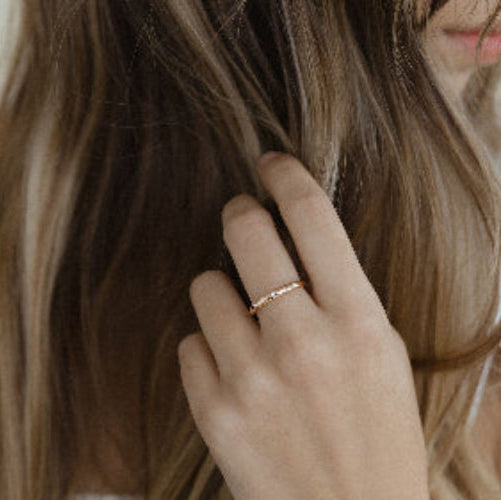 18K Gold 3 Diamonds Stacking Ring