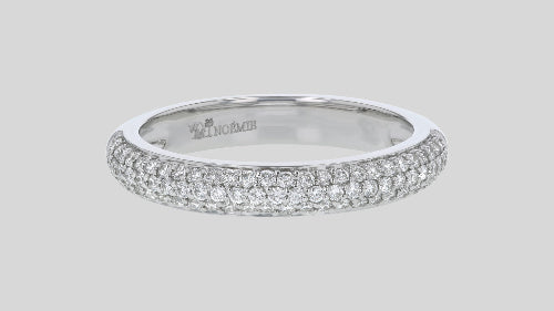 3 Row Pavé White Diamond Half Band - 18K Gold | VS Clarity