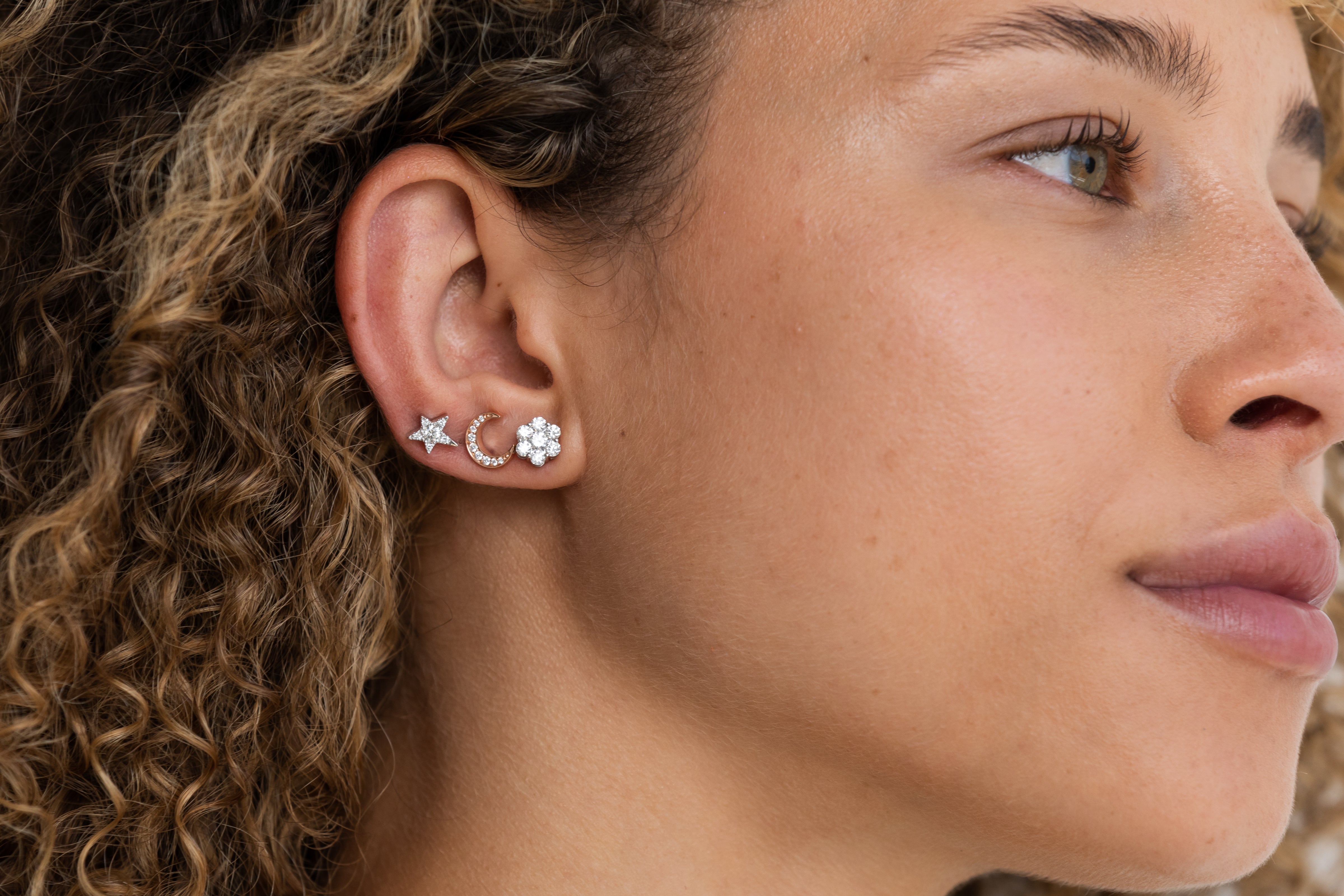 Crescent moon sales stud earrings