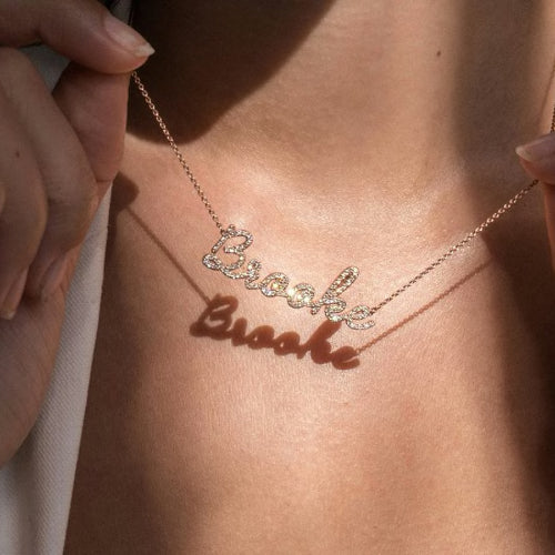 18K Gold Custom Name Necklace No mie