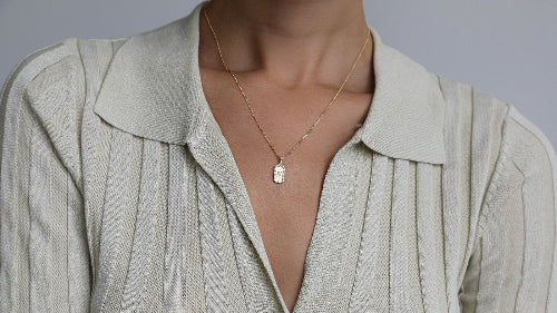 Personalized Diamond Dog Tag Necklace without the 18K Gold Chain - 18K Gold | VS Clarity