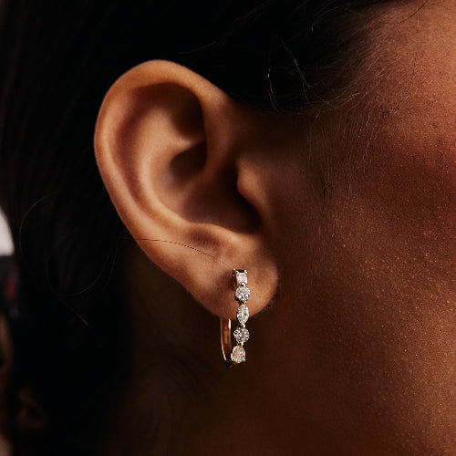 18K Gold Multi Shape Diamond Hoops