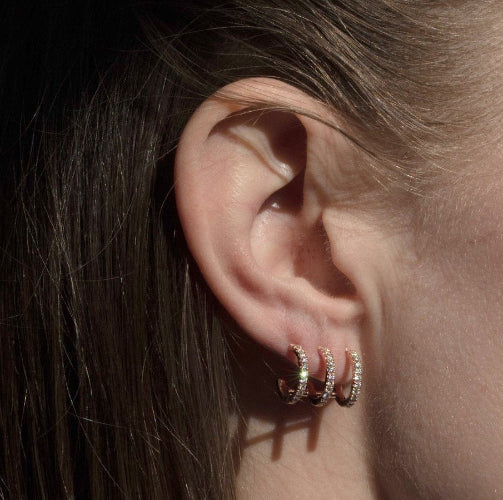 Trois Hoop Diamond Earring - 18K Gold | VS Clarity