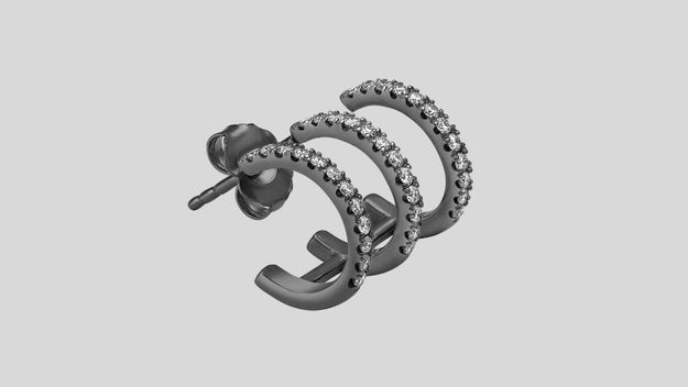 The Trois Hoop Diamond Earring 14K 18K gold rose white yellow black single VS quality