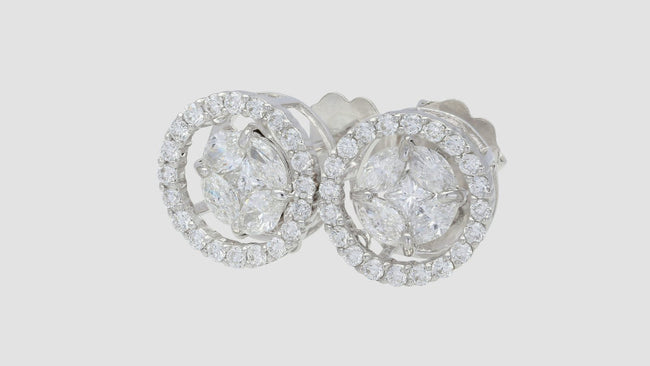 Rumba Dancing Diamond Stud Earrings - 18K Gold | VS Clarity