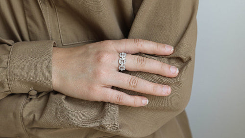 1.90 Carat VS quality Diamond Link Ring Chain Link Statement Fashion  14K 18K gold