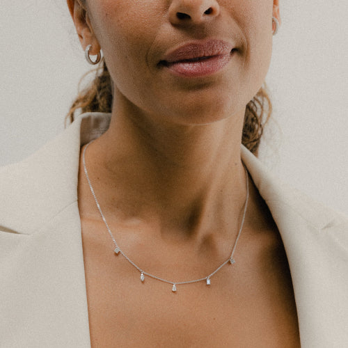 18K Multi Shape 5 Diamond Necklace