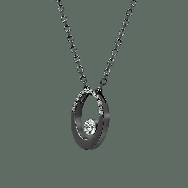 18K Gold Oval Floating Diamond Necklace