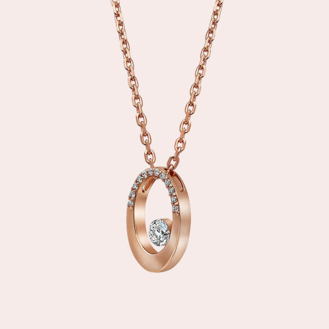 Oval Floating Diamond Necklace - 18K Gold | VS Clarity
