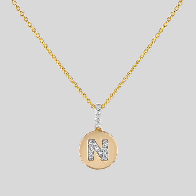 Fluted Gold and Diamond Initial Medallion Necklace | Alexa Jill Fine  Jewellery