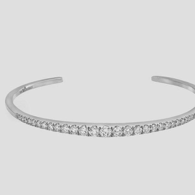 Matte Silver Dotted Diamond Bangle - Unique Diamond Bracelets | J. Landa