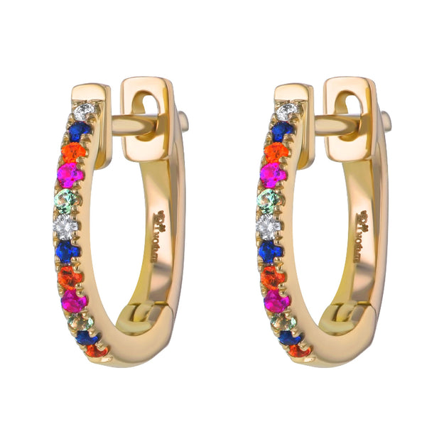 The Huggie Earrings VS quality stone diamond multi-color sapphire black-diamond 18K black rose white yellow