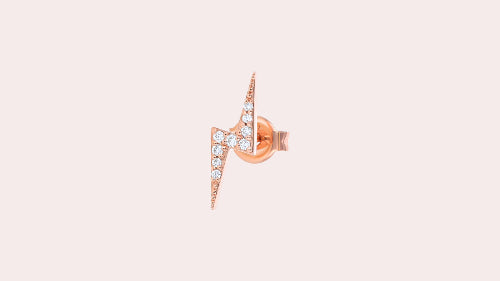 The White Diamond Lightning Bolt Stud single earring rose white yellow 18K gold VS quality diamond