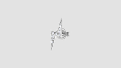 The White Diamond Lightning Bolt Stud single earring rose white yellow 18K gold VS quality diamond
