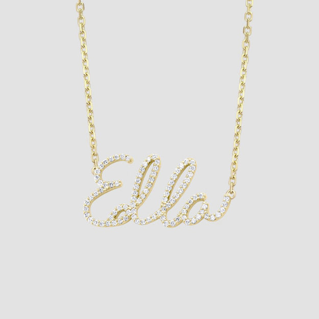 24K Gold Plated Sterling Silver Personalized Name Necklace with Name of  Your Choice - Made in USA - Walmart.com