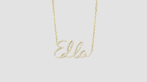 The Custom Gold Name Necklace VS quality stone 14K 18K gold rose white yellow