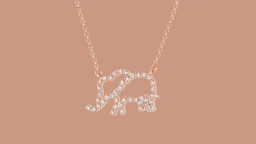 Open Diamond Elephant Necklace - 18K Gold | VS Clarity