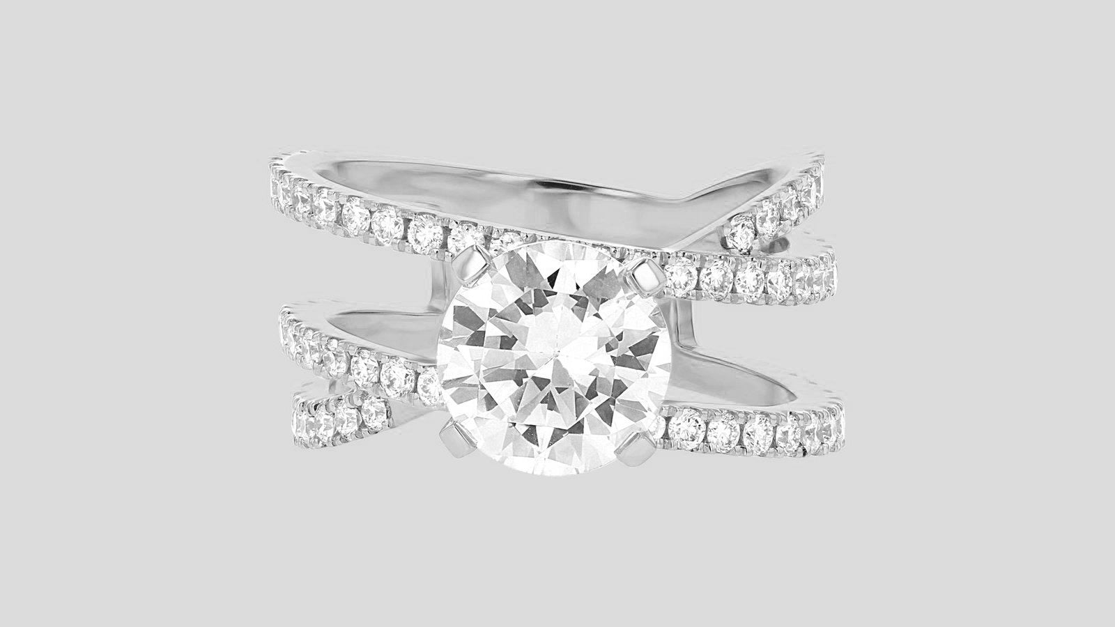 Pave & Prong Set Diamond Criss-Cross Band