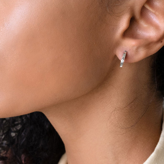 950 Silver and Gemstone Stud Earrings (Pair) - Simple Geometry | NOVICA