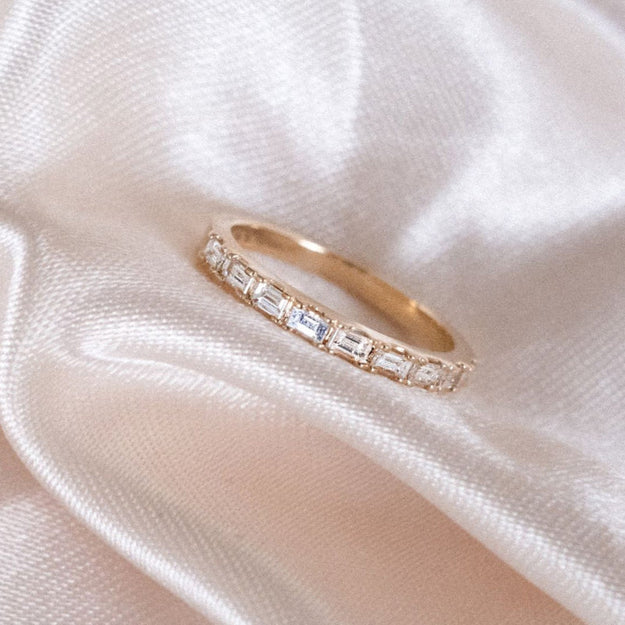 Gold baguette diamond band Clearance