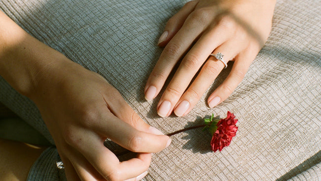 18K Gold Solitaire Pavé Ring