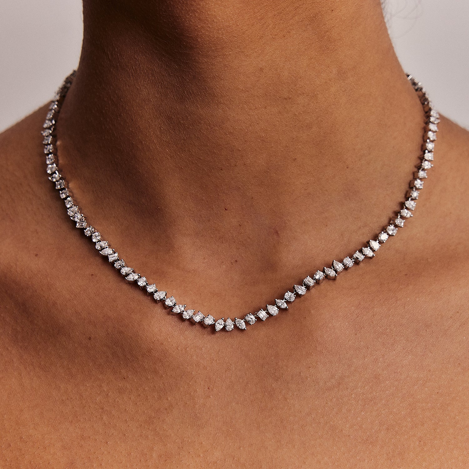 8 Carat Multi-shape Diamond Tennis Necklace – Shahla Karimi